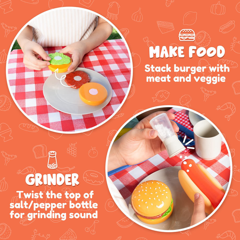 JOYIN grill-with-light-and-sound feature adds realistic details to safe, engaging pretend cooking.