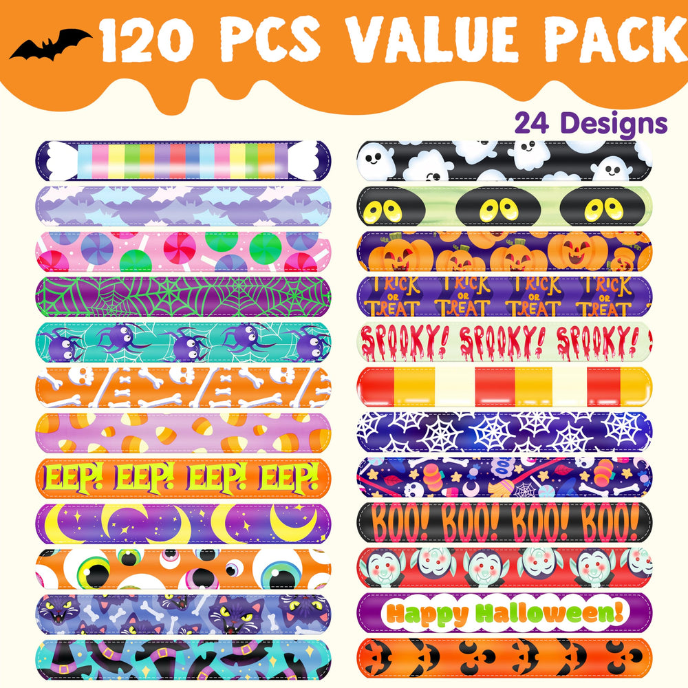 JOYIN Halloween slap bracelet design B, colorful motifs perfect for trick-or-treat bags.