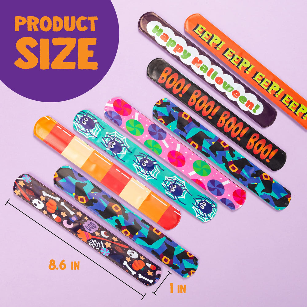 JOYIN Halloween slap bracelet design E, kid-friendly safety with bright patterns.