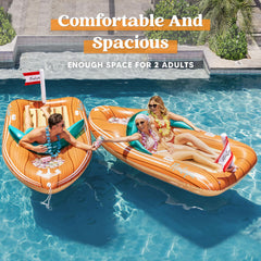 JOYIN inflatable boat lounger for two, perfect for lakes and pool days