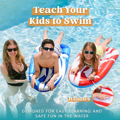 JOYIN inflatable pool float with kids seated, supports balance during learn-to-swim sessions