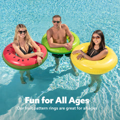 JOYIN inflatable float packaging showing three fruit rings clearly for setup