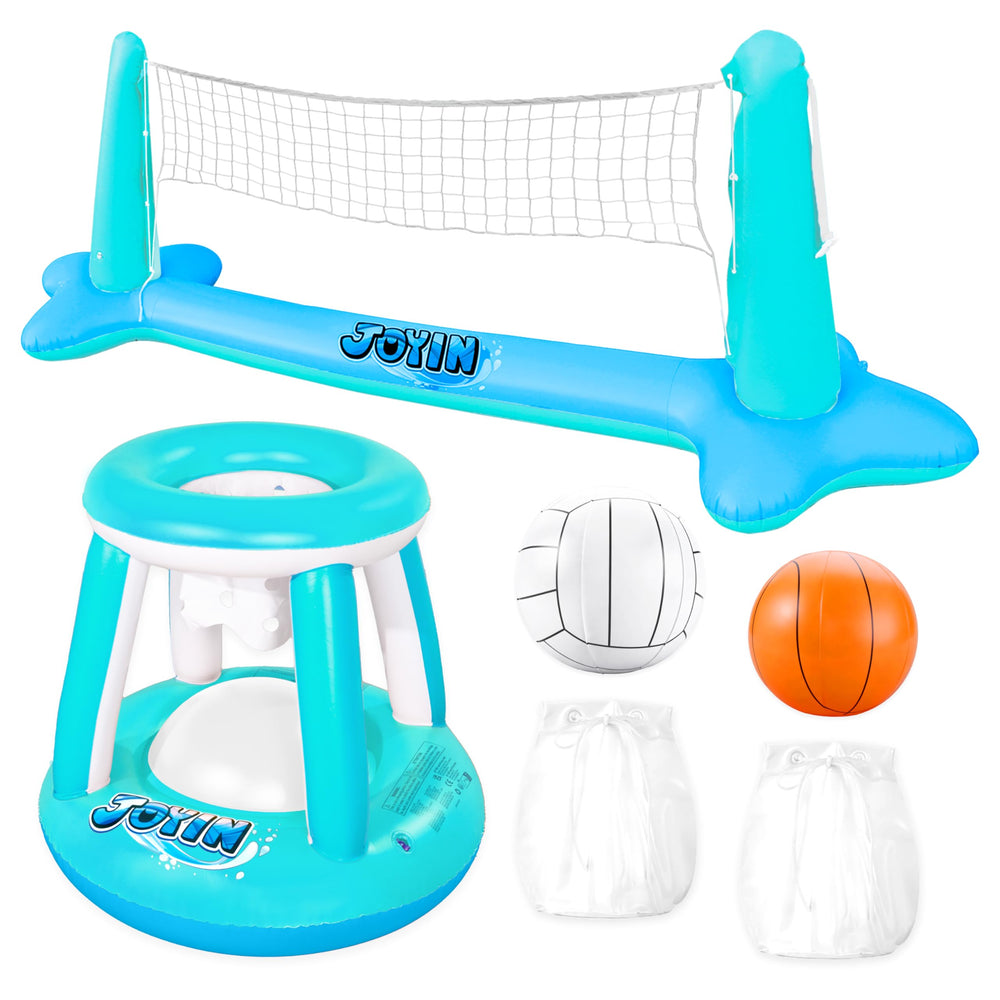 JOYIN inflatable volleyball court floating in pool for active play