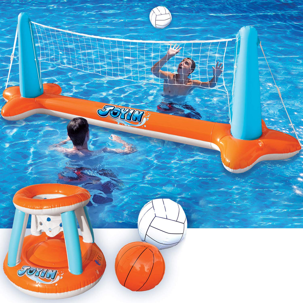 JOYIN inflatable volleyball court ready for sunny backyard play and pool games
