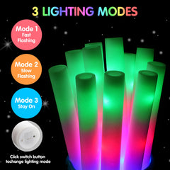 JOYIN LED foam sticks with three modes for colorful flashing at parties