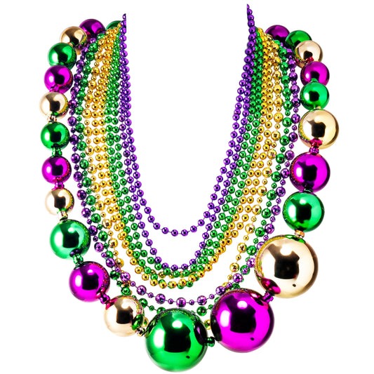 JOYIN jumbo ball Mardi Gras necklace adds bold color to party outfits.