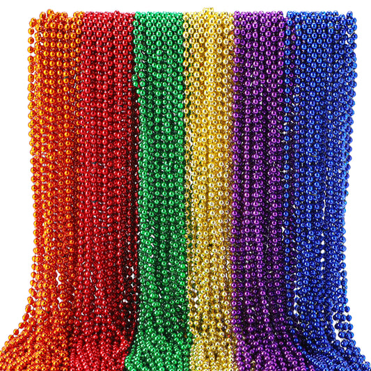 JOYIN Mardi Gras beads 72-piece display in six colors for party decor