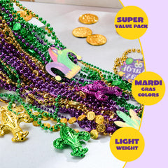 JOYIN Mardi Gras beads necklace set in vibrant colors, ideal for parties.