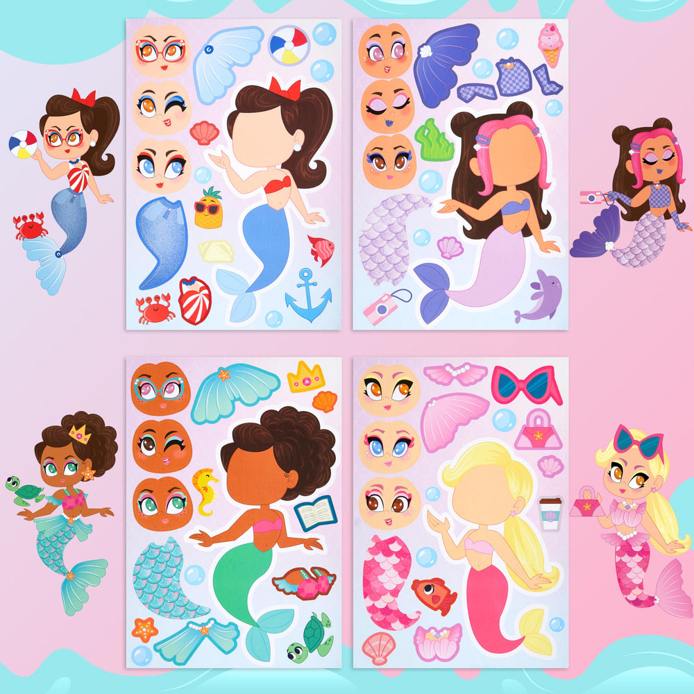 joyin mermaid face designs, mouths for playful smiles.