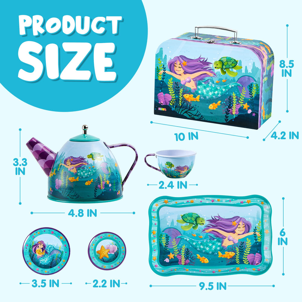 JOYIN Mermaid Tea Party mermaid-case keeps pieces neatly stored.