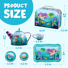 JOYIN Mermaid Tea Party mermaid-case keeps pieces neatly stored.