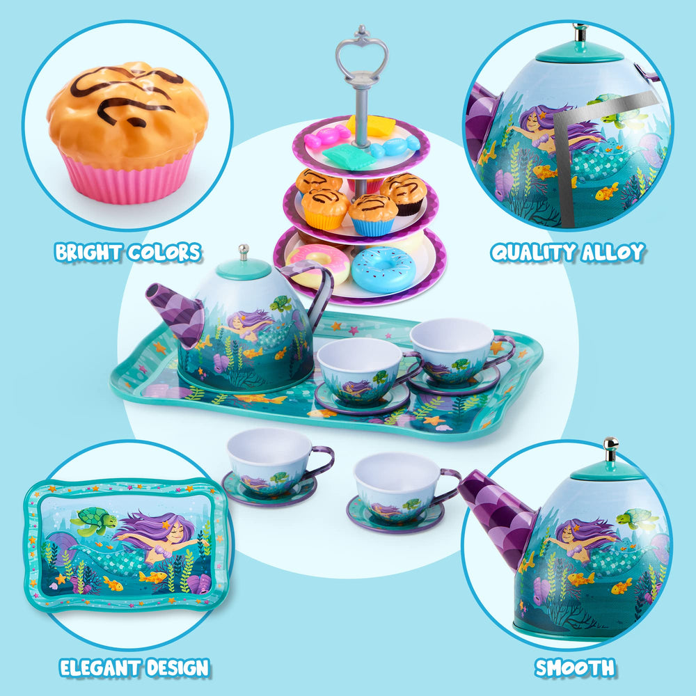JOYIN Mermaid Tea Set small plates inviting dessert samples after play