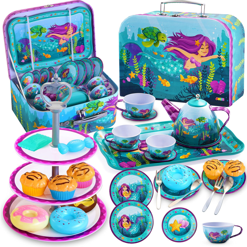 JOYIN Mermaid Tea Set teapot with sea design for imaginative playtime