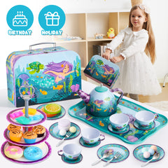 JOYIN Mermaid Tea Set utensils enabling graceful pretend serving