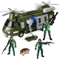 JOYIN military transport helicopter with lights for immersive pretend play.