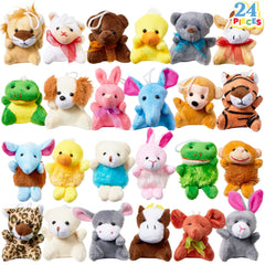 JOYIN mini animal plush keychain set for backpacks and rewards.