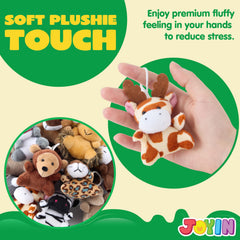 JOYIN mini safari plush set with 12 designs, ideal carnival prizes.