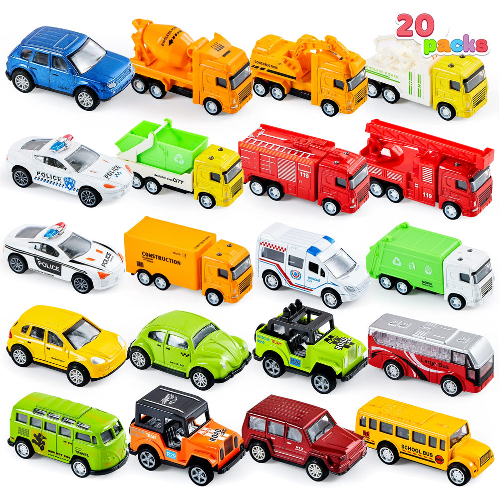 JOYIN mini vehicle collection pull-back cars for party favors and stocking stuffers