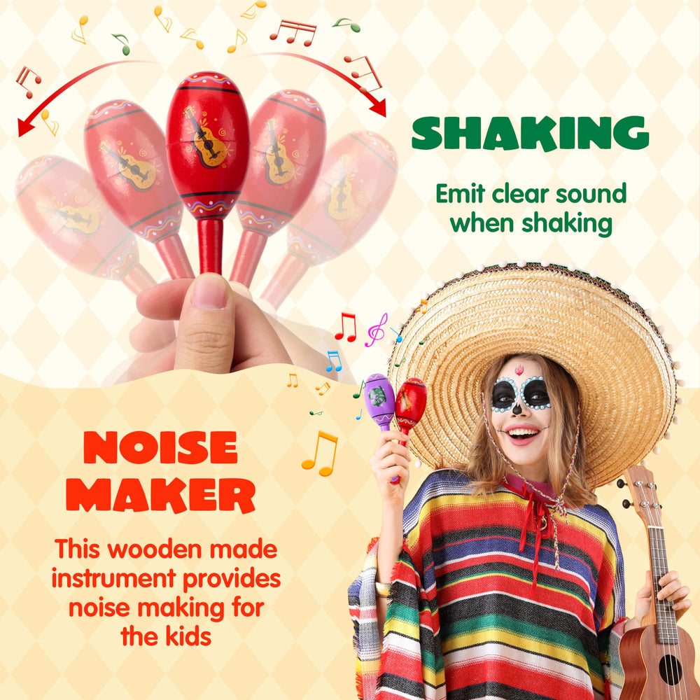 JOYIN mini wooden maracas yellow – durable wooden build for safe play