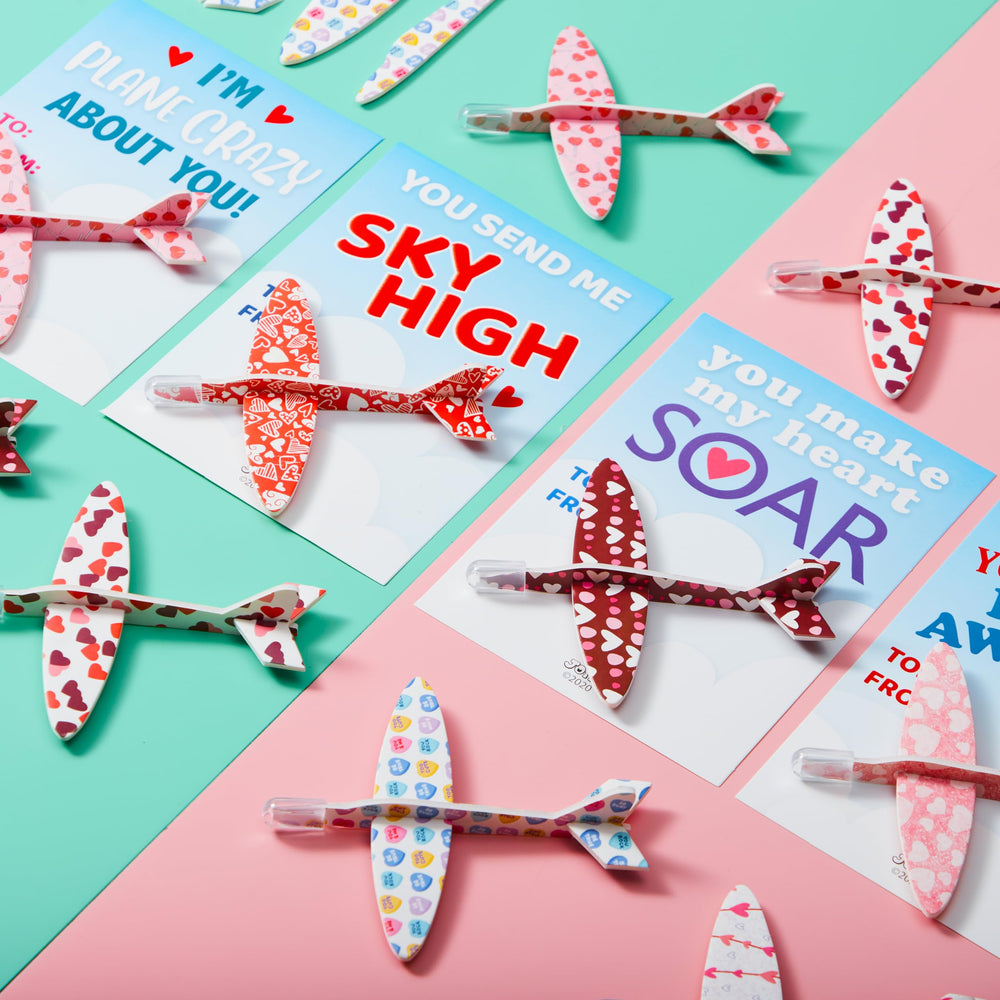 JOYIN package includes 28 foam airplanes and matching cards.