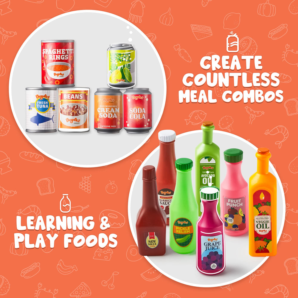 JOYIN play food can with seasoning focus to encourage pretend cooking and color matching.