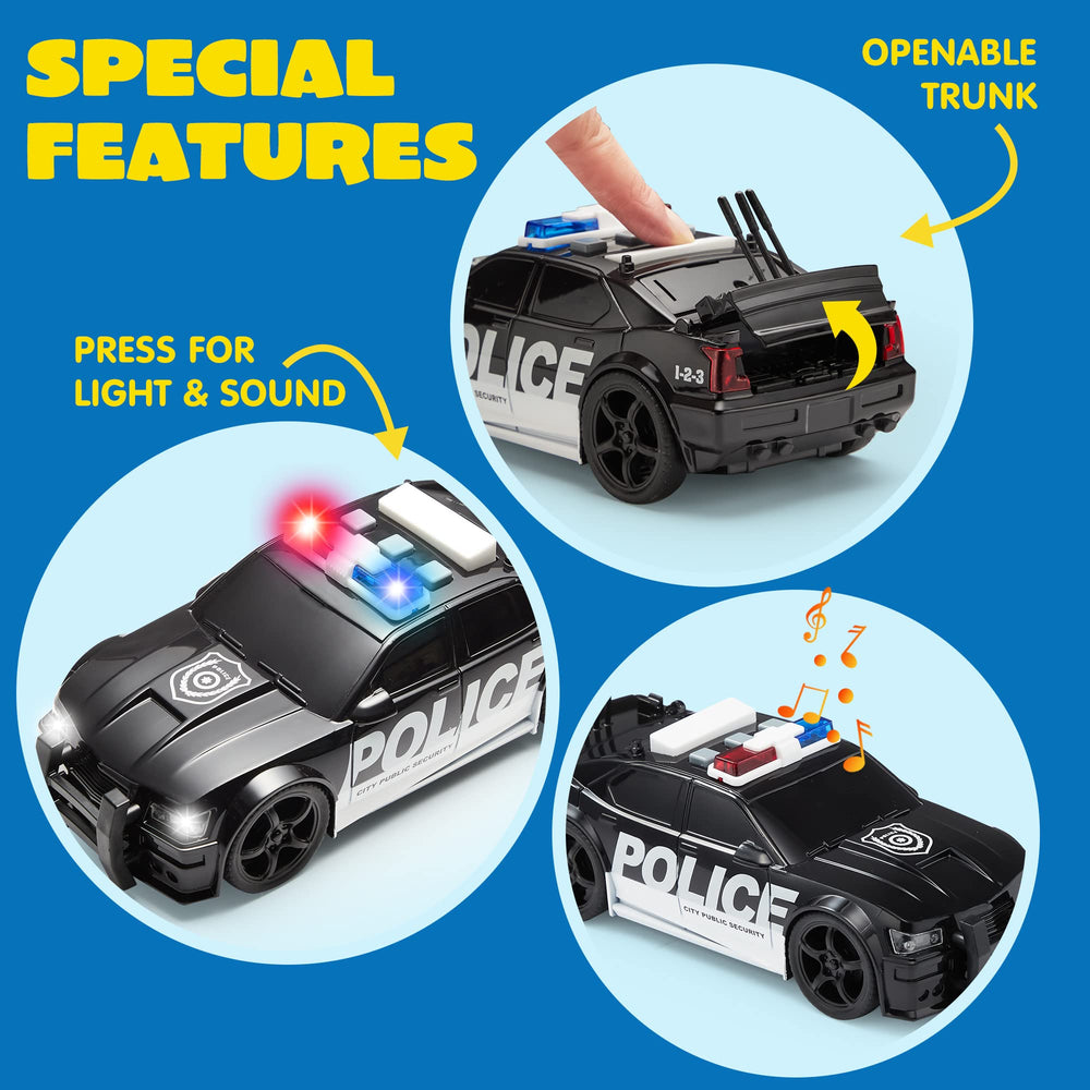 JOYIN police car toy set friction wheels in motion for dynamic play