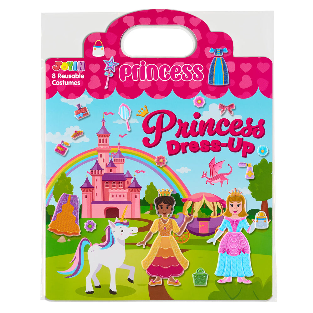 JOYIN Princess Dress-Up Sticker Book cover, travel-friendly play for toddlers.