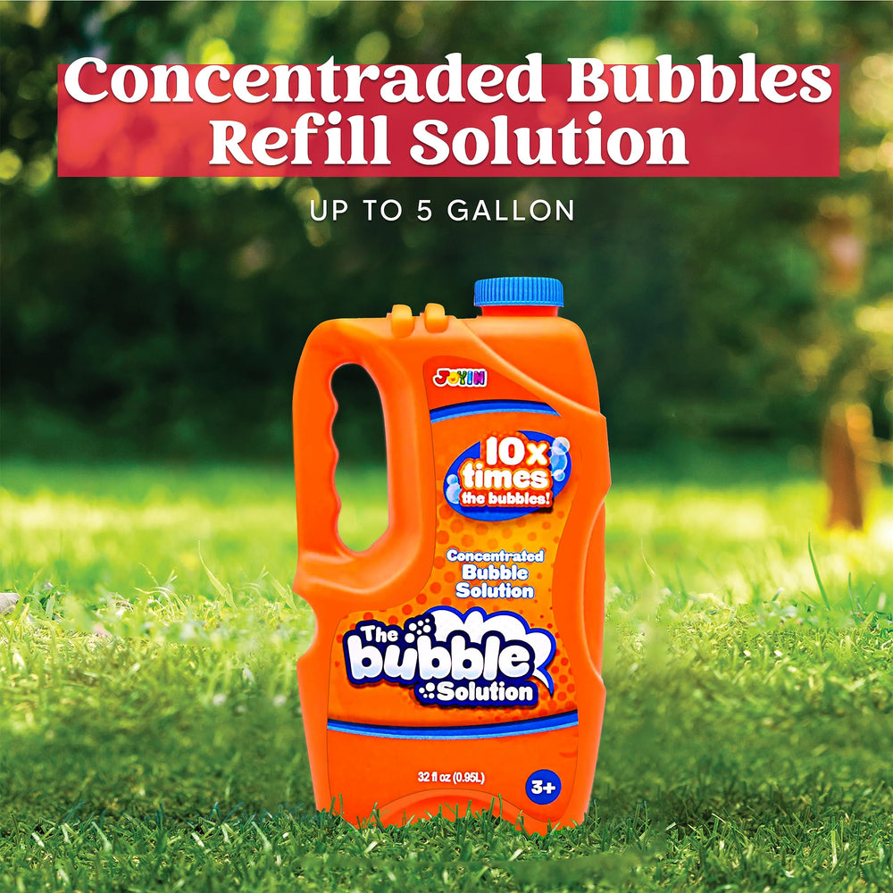 JOYIN regular bubble refill shows 2.5 gallons of playtime bubbles.