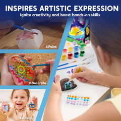 JOYIN Rock Paint Kit glow-in-the-dark designs shine brightly when lights are off