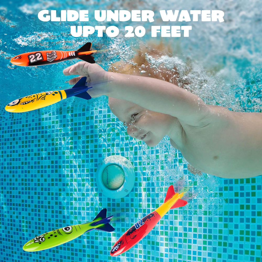 JOYIN shark diving toys underwater retrieval easy to spot for kids during pool games.