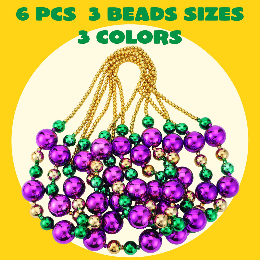JOYIN six-pack bead necklaces in gold green purple for festive outfits.