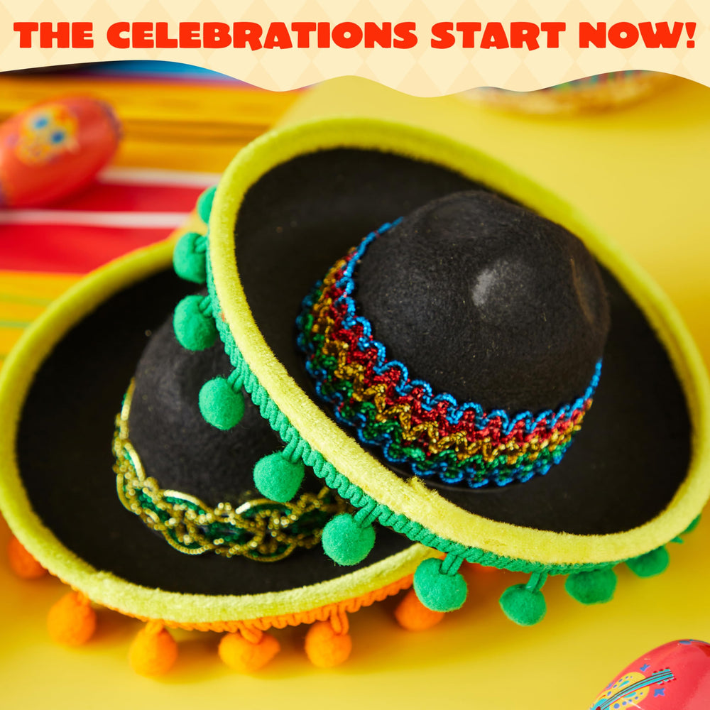 JOYIN straw sombrero headbands with Mexican décor for celebrations.