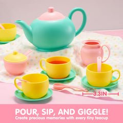JOYIN tea cups and saucers set for social pretend tea parties