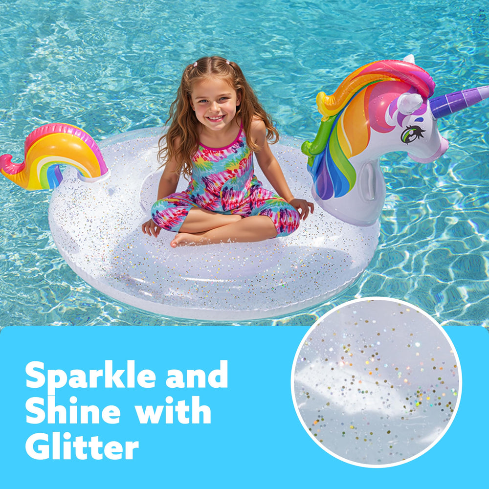JOYIN Unicorn Float with two handles provides easy access and stability.