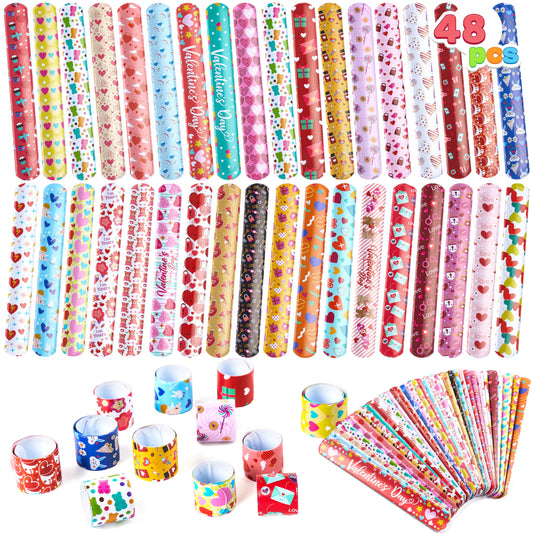 JOYIN Valentine slap bracelets with heart designs for classroom variety.