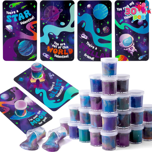 JOYIN Valentine slime and cards kit pack ready for classroom gifts and party favors.