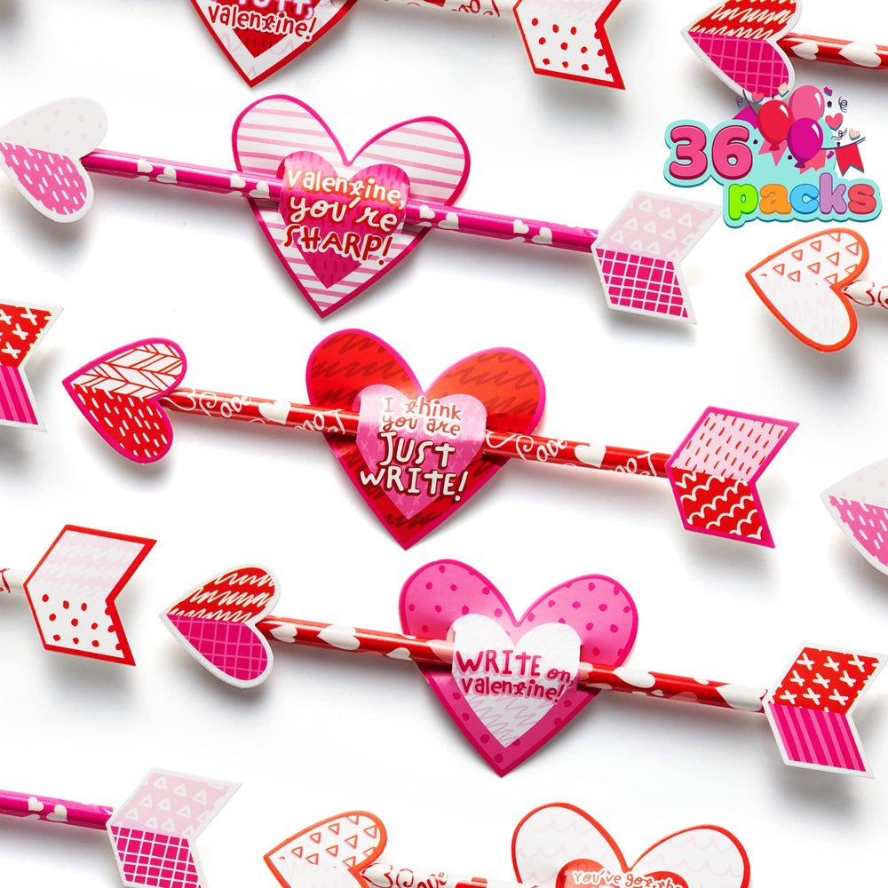 JOYIN valentines arrow pencil with card pack for classroom gift exchanges.