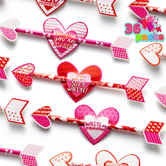JOYIN valentines arrow pencil with card pack for classroom gift exchanges.
