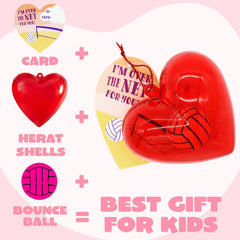 JOYIN valentines bouncy ball baseball design in red heart case encourages friendly exchanges