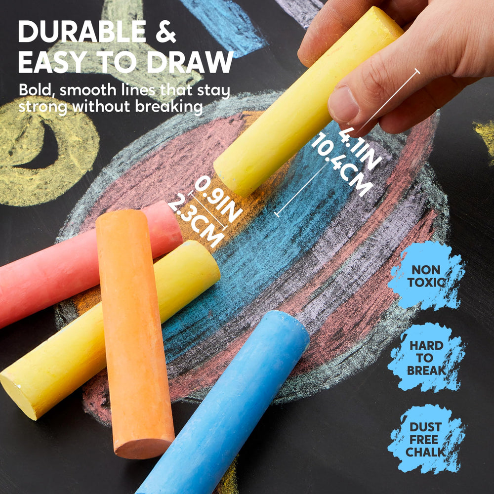 JOYIN washable chalk cleans off sidewalks and boards easily.