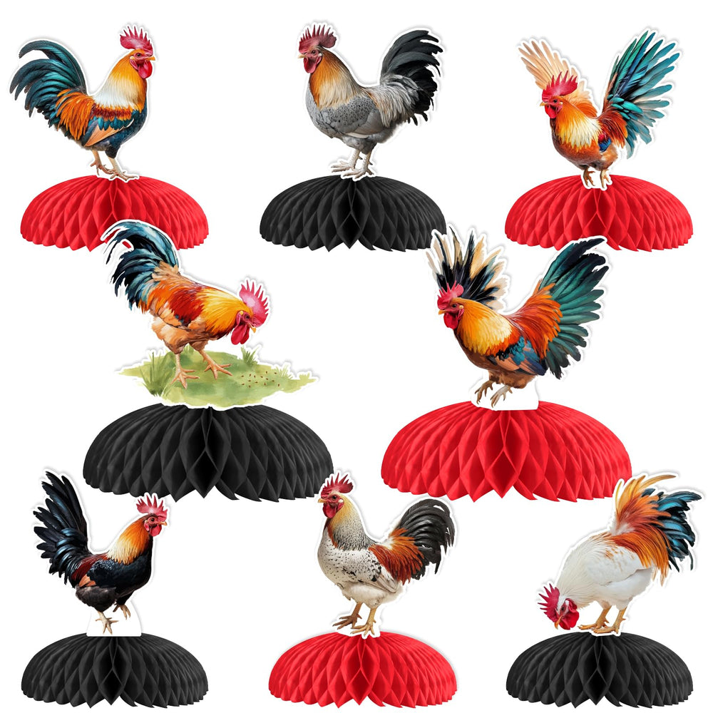 JOYMEMO rooster honeycomb centerpiece style1 adds festive flair to birthday tables.