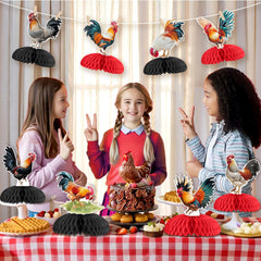 JOYMEMO rooster honeycomb centerpiece style3 double-sided print enhances visibility from every angle.