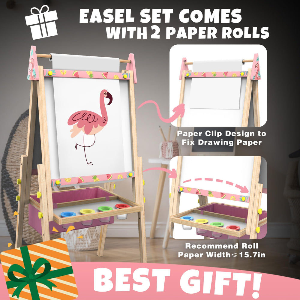 Joyooss double-sided board easel showing whiteboard and chalkboard for creativity.