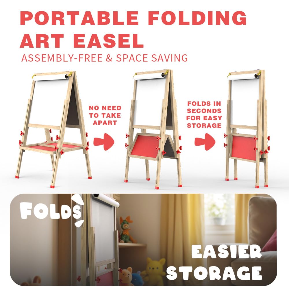 Joyooss art easel opened with double-sided boards ready for painting.