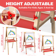 Joyooss easel shows adjustable height and paper roll width.