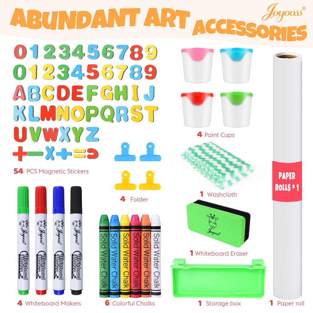 JOYOOSS easel height adjustable to grow with children from 3 to 12.