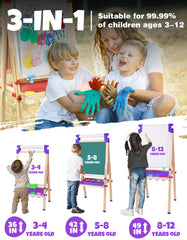 JOYOOSS kids easel magnetic dry erase board offers creative doodling and magnetic letters.