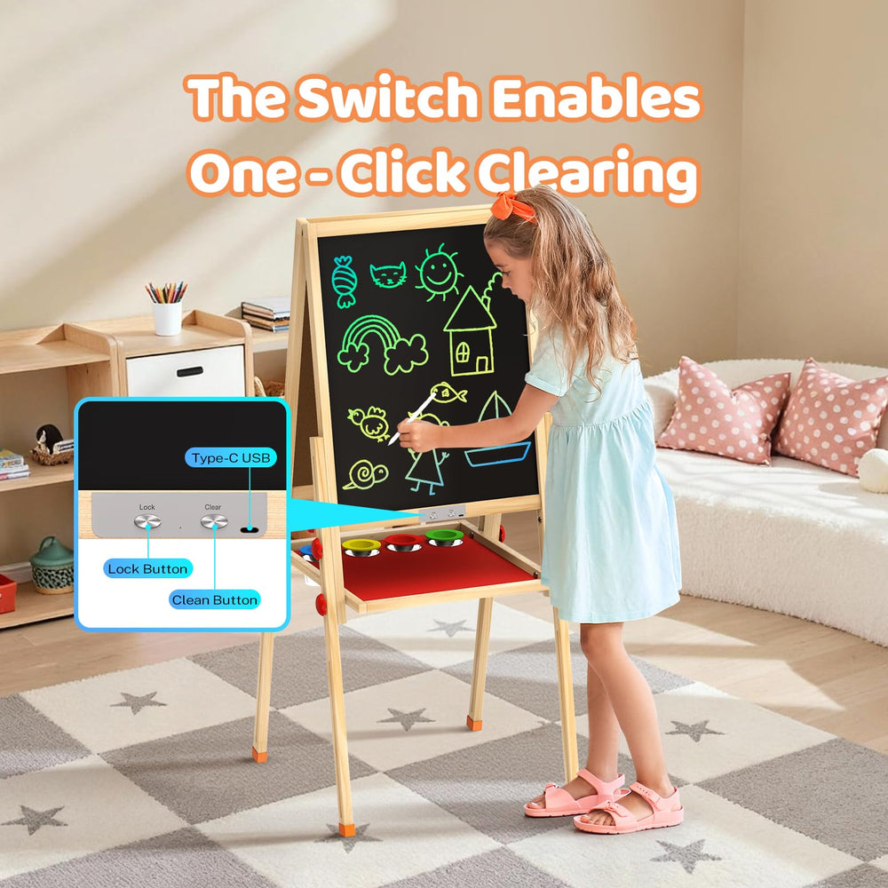 Joyooss LCD Easel magnets and paper roll included for creative storytelling