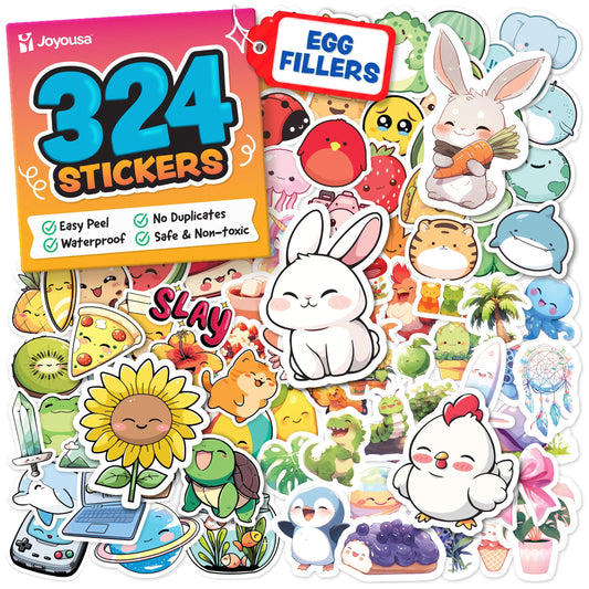 Joyousa cute kid stickers with fruits and kawaii icons, ideal for decorating water bottles and scrapbooks.