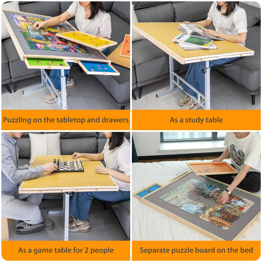 JoyPcsTable adjustable height supports comfortable posture during long puzzle sessions